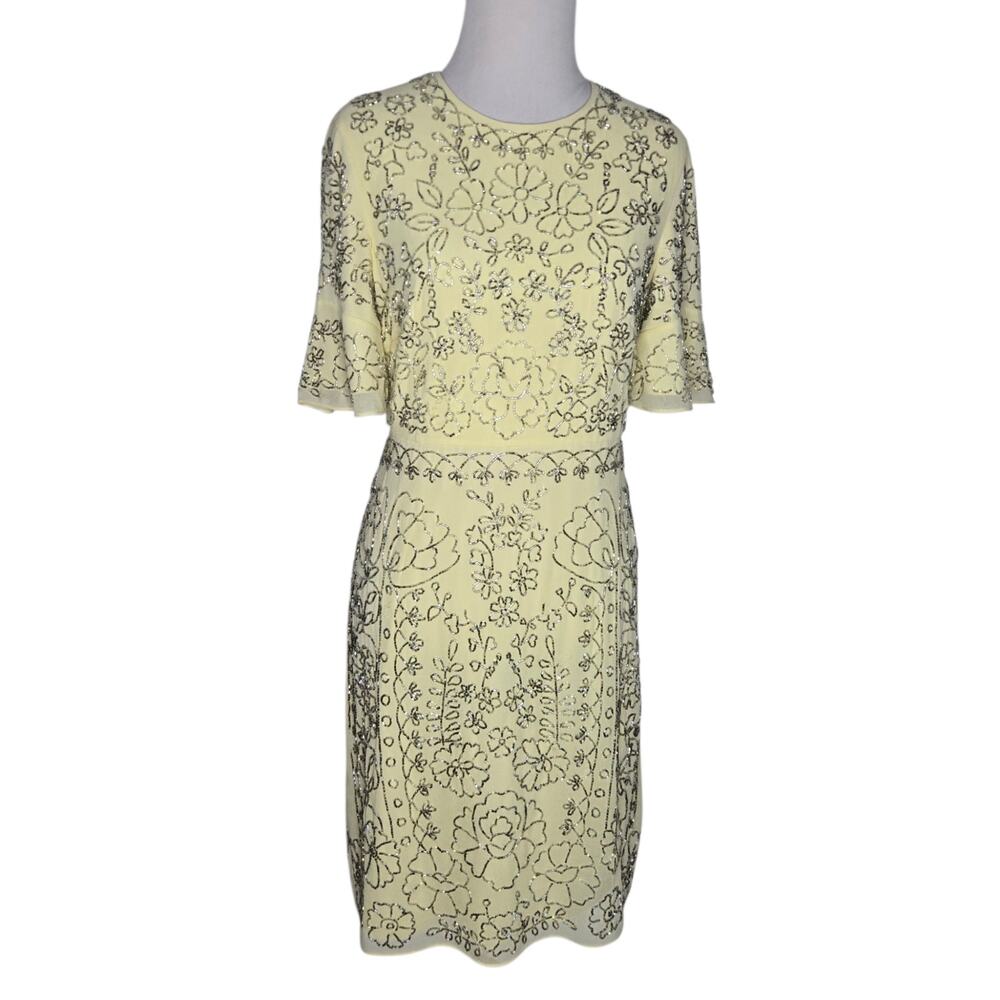 Needle & Thread Summer Beaded Sheath Pale Yellow Delicate Wedding Guest Women 4